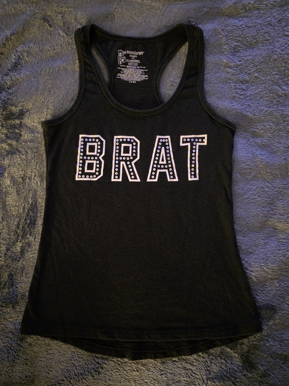 BRAT Sequins Black Racerback Tank